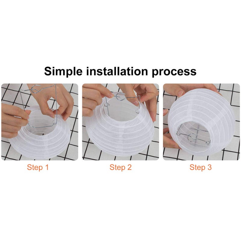 CertBuy 30 Pack White Paper Lanterns 4" 6" 8" 10" 12" Assorted Sizes, CertBuy White Hanging Round Lanterns for Birthday Wedding Baby Shower Festival Christmas Party Decoration - Great for Indoor or Outdoor - Image 4